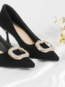 Decoraciones de zapatos desmontables con cristales de metal, accesorios de clips para sandalias y zapatos - Dorado - Ver 3