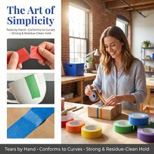 6-Roll Colorful Masking Tape Set, Removable & Residue-Free, Multi-Purpose Art Tape Suitable For Painting, Crafts, School Projects, Scrapbooking, Decoration - Colored Masking Tape - View 9