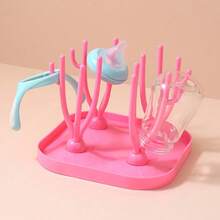 Baby Bottle Drying Rack, Bottle Drying Stand, Storage Rack For Pacifiers And Sippy Cups, Multifunctional Rack For Storing And Drying Baby Bottle Accessories. - Pink - View 8