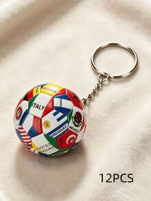 Exquisite Football Keychain With Printed Design, World Cup Commemorative Football Keychain, Mini Football Pendant With National Flags, Essential Accessory For Football Fans, Keychain For Backpacks And Cars, Creative Football Keychain For Students And Fans - Multicolor - View 7