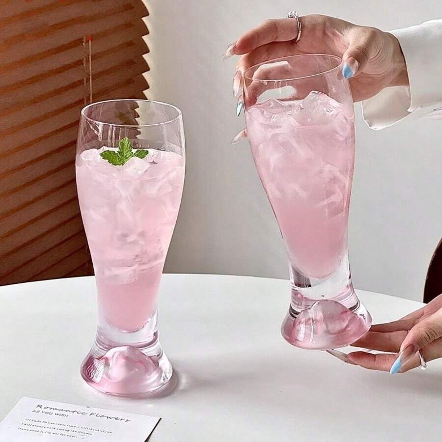 2個大號啤酒杯，完美粉色底座，超大容量啤酒杯，世界盃必備飲具，歡飲時光，可洗碗機清洗