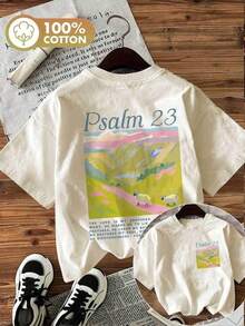 Women's Clothing Women's T-Shirt With Psalm 23 Verse - "The Lord Is" Print, Soft Short Sleeve Top Suitable For Spring And Summer Casual Wear, Women's Shirt - 杏色 - 查看 6