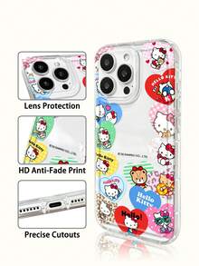 Miniso Ốp điện thoại trong suốt Sanrio Hello Kitty, ốp điện thoại mùa hè, quà tặng ngày lễ, chống trượt, chống rơi, chống bám vân tay, phù hợp với iPhone 17, 17 Air, 17 Pro, 17 Pro Max, 11, 12, 13, 14, 15, 16 Pro, 16 Pro Max, 14 Plus, 15 Plus, 16 Plus, 16 Pro, 16 Pro Max, XR - Trong sáng - Xem 3