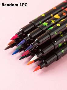 24 Colors Double-Tip Pens With Glitter & Quick-Dry Ink - Fine Point, Suitable For Scrapbooking, Card Making, Daily Use, 24 Color Set, Artist & Craft Use With Glitter Double-Tip Pens - Default - View 14