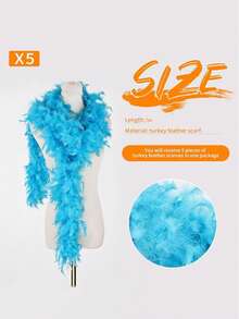 5 Pieces Of Chandelle Turkry Feather Scarves, 200cm Long, 44g In Weight. For Halloween Costumes, Dance Parties, And Halloween Decoration. - Multicolor - View 3