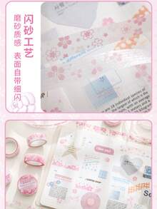 1 rollo de cinta decorativa con purpurina con tema de flor de cerezo de la serie Sakura de primavera, 1.5cm*2m, patrón y color aleatorios - A - Ver 4