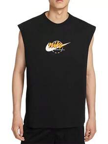 Nike Áo ba lỗ bóng rổ nam dệt kim thoáng khí dáng rộng, mùa hè - màu đen - Xem 1