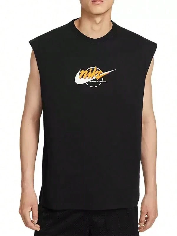 Nike Áo ba lỗ bóng rổ nam dệt kim thoáng khí dáng rộng, mùa hè - màu đen - Xem 1