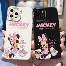 Disney Mickey And Friends Minnie Mouse Phone Case - Fashion‑Style Minnie Holding Shopping Bags Protective Case, White Background With Raised "Disney Mickey And Friends" Lettering And "I'M JUST A GIRL" Text, Compatible With IPhone 17, 16, 15, 14, 13, 12, 11 Pro Series And Galaxy S22, S23, S24, S25 Models, Ideal For Birthdays, Holidays, Anniversaries, Graduation Gifts, Or Any Special Occasion To Surprise Family, Friends, Classmates, And Loved Ones. - màu đen - Xem 3