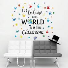 Colorful Handprint Inspirational Text Wall Sticker, Classroom & Home Decor Wall Paper, Living Room Decoration - C - View 7
