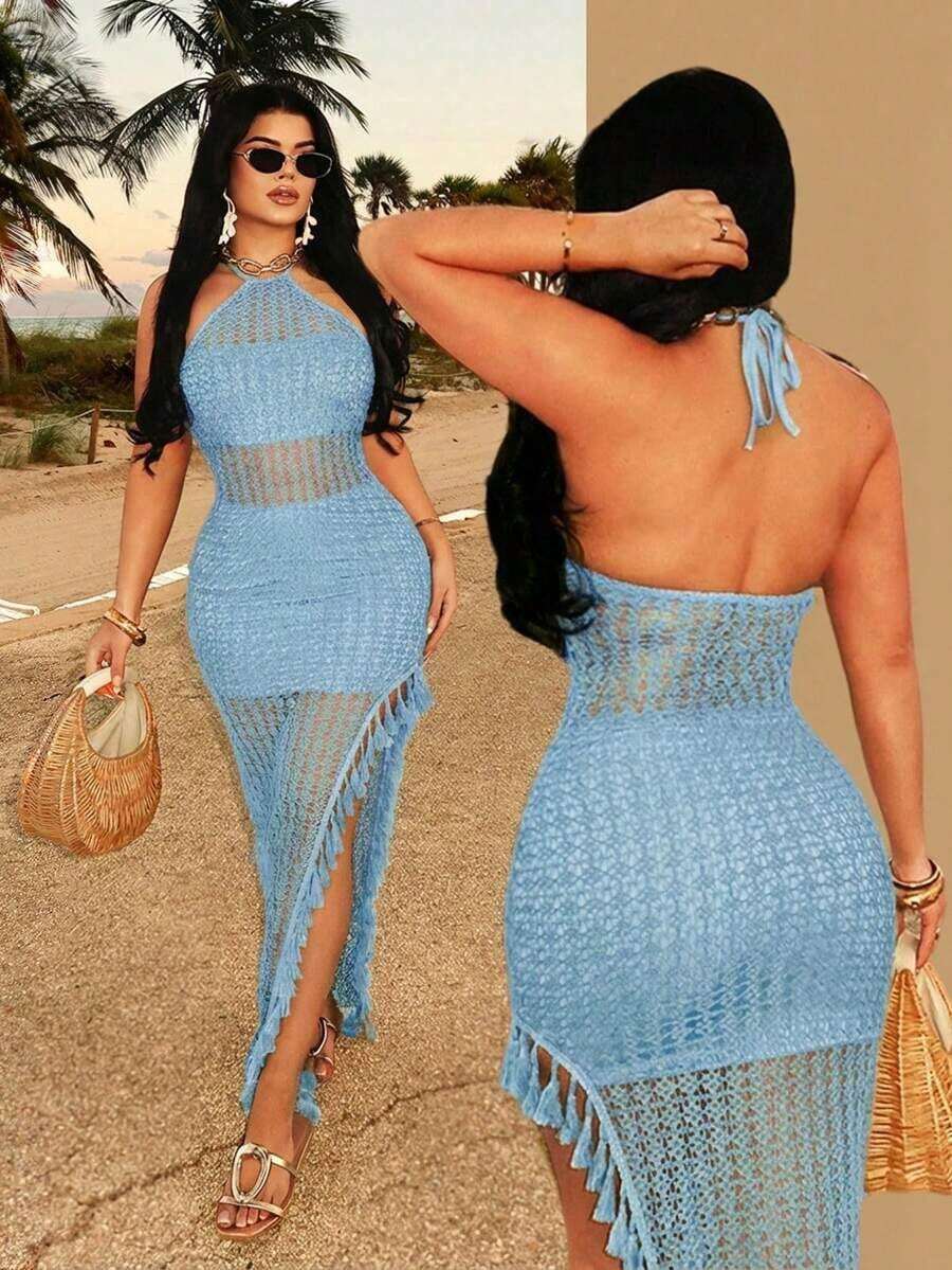 Women Midi Dresses - Blue - View 1