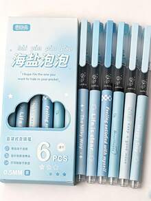 6pcs Quick-Drying Ballpoint Pens, 0.5mm Fine Tip, Muted Pastel Colors, Black Ink Non-Blotting, Student/Office Neutral Pens, Muted Tone Aesthetic, Back To School - Rollerball Pen - View 11