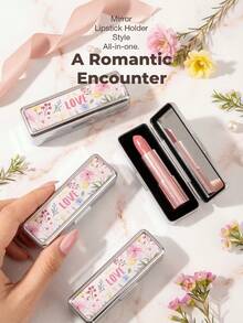 1 PC Silver-Plated Rectangular Lipstick Organiser With Make-Up Mirror – Mini Make-Up Mirror, Multi-Functional Storage Box (Classic Patterned Lipstick Organiser With Mirror; Doubles As A Jewellery Box And Jewellery Organiser - Multicolor - View 13