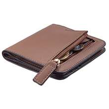 Toughergun Women's Small Slim Leather Wallet with RFID Protection, Compact Bifold Mini Purse with Clear ID Window - Chocolate - Ver 1