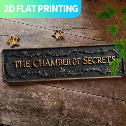 2D Flat Metal Sign Plaque, Vintage "Secret Room" Design, Size 39.88 X 9.91 Cm, Pre-Drilled For Easy Hanging, Ideal For Home Decor, Kitchen, Farmhouse, Porch (Style Randomly Sent)