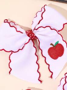 2pcs Back To School Hair Bows,Back To School Apple Hair Bow Clips,Fashion Hair Accessories For Stdent/Teen Back To School Party Gifts - White - View 7