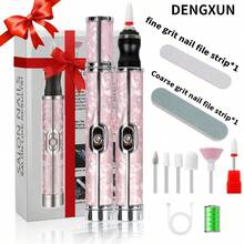 Rechargeable Electric Nail Trimmer Pen, Multi-Speed Adjustment Forward/Reverse, Fashionable Portable Manicure Tool With Various Nail Grinding Heads For Trimming And Removal, Perfect Gift Choice - Multicolor - View 2