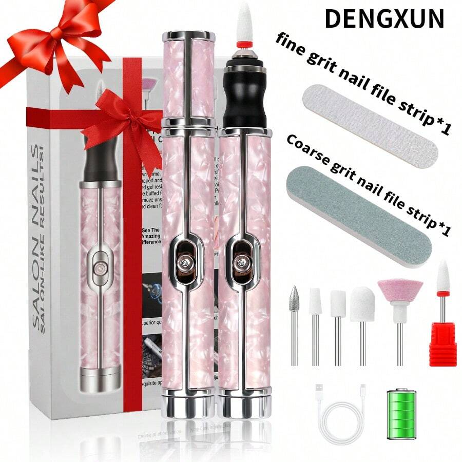Rechargeable Electric Nail Trimmer Pen, Multi-Speed Adjustment Forward/Reverse, Fashionable Portable Manicure Tool With Various Nail Grinding Heads For Trimming And Removal, Perfect Gift Choice