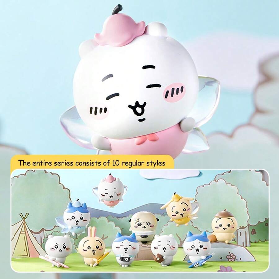 Miniso Chiikawa 可愛快樂夥伴盲盒,3D可愛造型精緻質感,PVC材質細節精良,適合動漫迷收藏(1件隨機發貨) - 彩色 - 查看 1