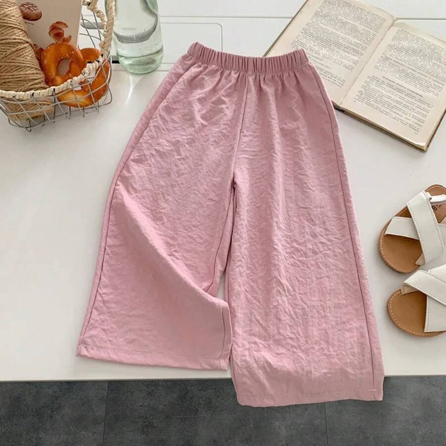 Casual Clothing For Teenage Girls Aged 2 To 8, 9 And 12 Years, Girls' Pants, Solid Color Pants, Children's Pants, Cute And Stylish Clothes For Girls - 粉色 - 查看 1