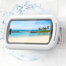 Lamicall Actualizado Soporte Celular Ba?o - [Sonido más Claro y con Altavoz] Rotación de 480 °, Cierre de Bloqueo, Soporte de Pared Impermeable IPX6 para iPhone 17 16 Pro MAX, 4-7" Big Celular - Blanco - Ver 2
