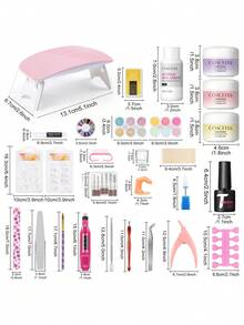 Coscelia 30PCS Acrylic Powder Set Glitter Nail Powder With 30ML Acrylic Liquid Nail Lamp Nail Drill For Acrylic Nail Extension Nail Art Decoration Tools Set - Nhiều màu - Xem 9
