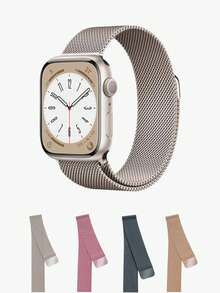 1 Dây đeo Milanese bằng kim loại, tương thích với Apple Watch mặt số 38mm, 40mm, 41mm, 42mm, 44mm, 45mm, 46mm, 49mm, Unisex, Dây đeo lưới bằng thép không gỉ có nam châm điều chỉnh được, tương thích với Apple Watch Series Ultra, 10, 9, 8, 7, 6, 5, 4, 3, 2, 1, SE - Màu be - Xem 4