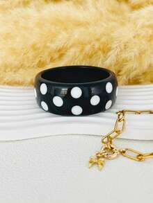 3pcs/Set Charming Resin Wide Chunky Bangle Bracelet Set For Women, Gift For Her - Multicolor - View 5