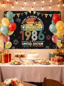 1件1986复古主题背景布，40岁生日背景布，40岁生日派对装饰横幅，生日拍照道具，80年代主题派对装饰，生日派对礼物，复古生日庆祝用品，适用于生日装饰、派对装饰、墙面装饰、家居装饰、房间布置、悬挂装饰、派对礼品 - 查看 10