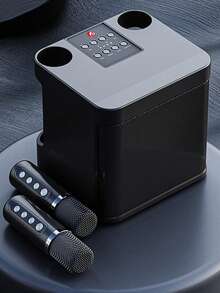 Speaker Karaoke Bluetooth Mini Portabel Multifungsi dengan 2 Mikrofon Nirkabel, Sistem Suara PA untuk Pesta Dalam/Luar Ruangan, dan Acara Keluarga - View 2