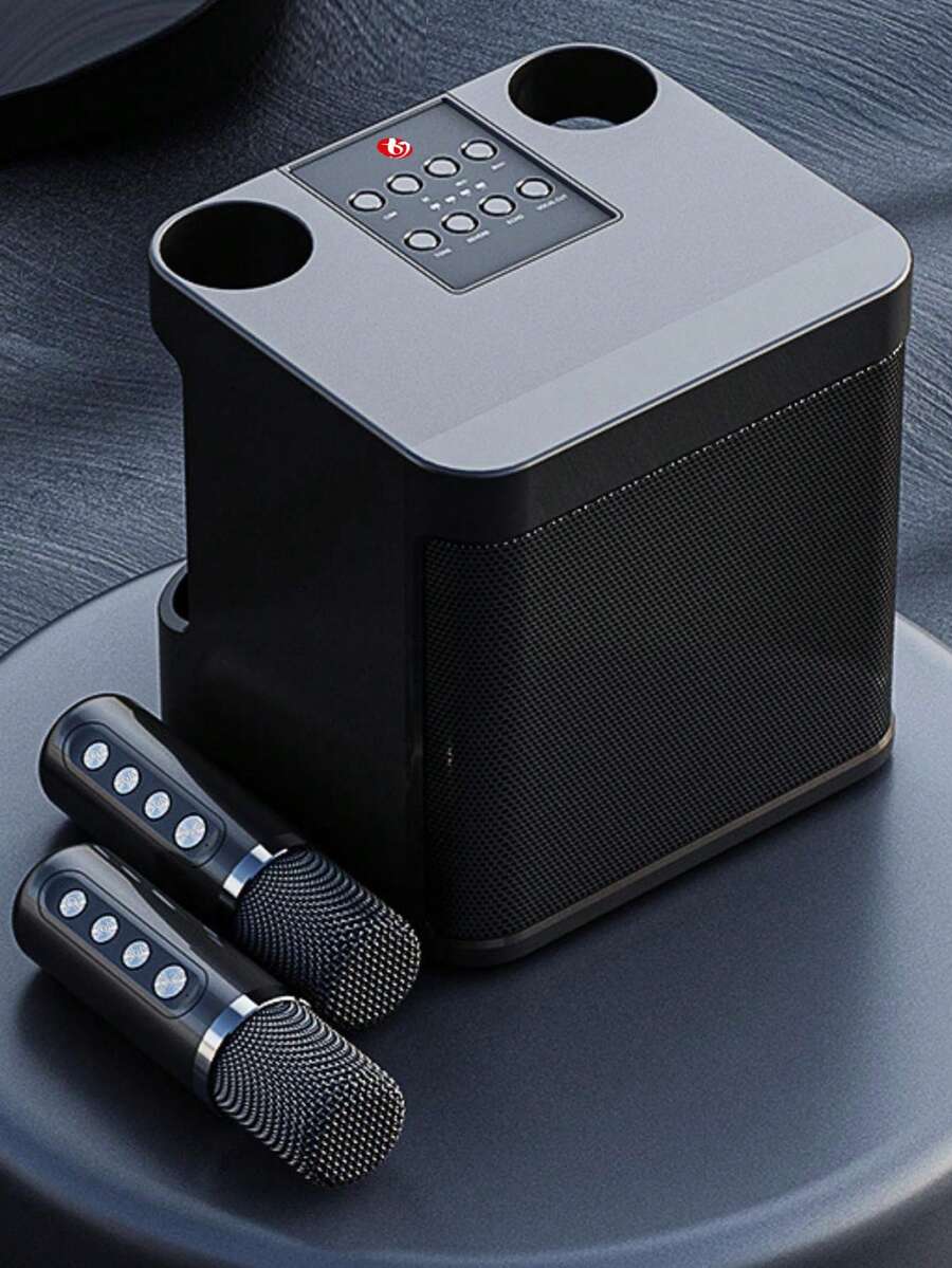 Speaker Karaoke Bluetooth Mini Portabel Multifungsi dengan 2 Mikrofon Nirkabel, Sistem Suara PA untuk Pesta Dalam/Luar Ruangan, dan Acara Keluarga