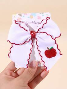 2pcs Back To School Hair Bows,Back To School Apple Hair Bow Clips,Fashion Hair Accessories For Stdent/Teen Back To School Party Gifts - White - View 6