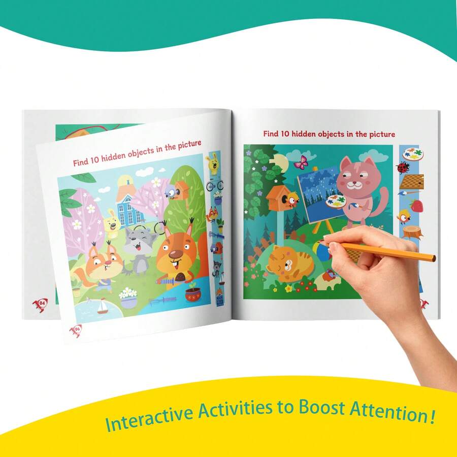 Attention Adventure Hidden Objects Activity Book, Picture Search Puzzle Workbook With Focus Training, Observation Games And Concentration Exercises - Multicolor - View 1