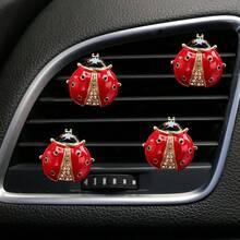 2/4pcs Alloy Ladybug Car Air Vent Clip Fragrance Decor, Cute Insect AC Vent Clip Air Freshener (Includes Solid Fragrance Pad) - Ladybug - View 4