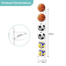 Basketball Ball Storage Rack Holder Organizer Football Volleyball Basket Stand - White, 6-tier - View 5