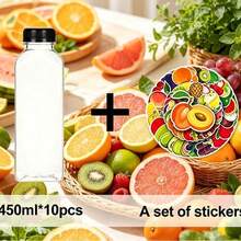 1pc/4pcs/10pcs - 120ml/250ml/450ml - Leak-Proof Transparent Plastic Juice Bottle - Suitable For Milkshakes, Milk And Homemade Drinks - Juicing Container With Fruit Stickers - Clear - View 31