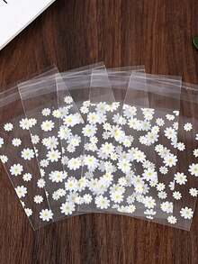 100个3.15*5.11英寸可爱清新雏菊图案礼品包装自封袋，白色花朵印花小卡片包装透明装饰袋。适用于派对、节日或促销文具礼品包装。圣诞节、男士生日礼物、情人节礼盒、男士礼盒、男士礼品 - 黃色 - 查看 5