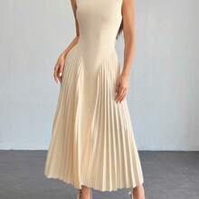 . .  PETITE Vestido ajustado de línea A con pliegues elegante para mujer - Morado - Ver 2