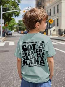 Short-Sleeved T-Shirt With Minimalist Print Of Shamrock,  Face, Checks And Lettering, Suitable For St. Patrick's Day, Spring/Summer, For Toddlers - 薄荷綠 - 查看 6