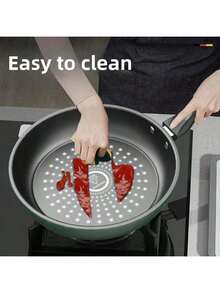 1pc Green #24 Thickened Non-Stick Pan, Cookware Without Lid, Dual-Use Frying & Sauté Pan, Reduces Smoke, Multi-Functional Flat Bottom Pan, Suitable For Induction & Gas Stove, Compact & Lightweight - View 6