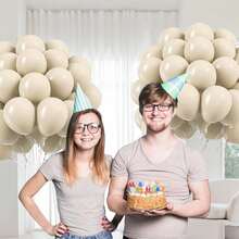 30/50pcs White Sand Latex Party Balloons - 18 Inch, 12 Inch, 10 Inch, 5 Inch Round Helium Balloons, Beige, Suitable For Birthday, Wedding, Baby Shower, Party, Gender Reveal Party, Party Decoration - Beige - View 7
