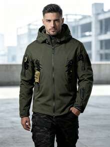 Tactical Military Jacket Made Of Soft Shark Skin - xanh quân đội - Xem 2
