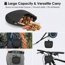 Pet Dog Training Fanny Pack, Silicone Dog Snack Bag, Stainless Steel Hook Can Be Hung Around The Waist, Schoolbag, Leash Is Easy To Carry, And It Is Necessary For Training And Going Out. - Black - View 6
