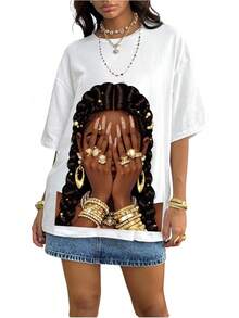Y2K - Women's T-Shirts With Lip Print, Round Neck, Short Sleeve, Loose Fit And Versatile Shirt - Blanco (White F) - View 1
