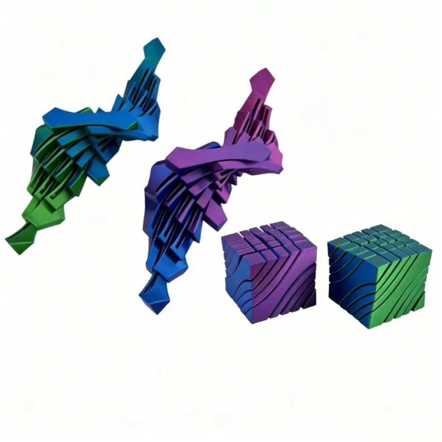 1個/玩具與遊戲>遊戲與娛樂>遊戲 3D列印壓力緩解玩具 史萊姆穿梭魔方 正方形可變形玩具 - 彩色 - 查看 1