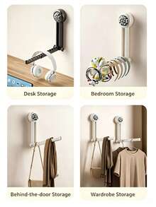 2pcs Multifunctional Suction Cup Storage Rack, Foldable Wall-Mounted Organizer Rack, No Drilling Retractable Hooks, Suitable For Storing Clothes, Laundry Supplies, Accessories And Home Organization. Essential For Summer Travel. Kitchen Accessory - A - View 5
