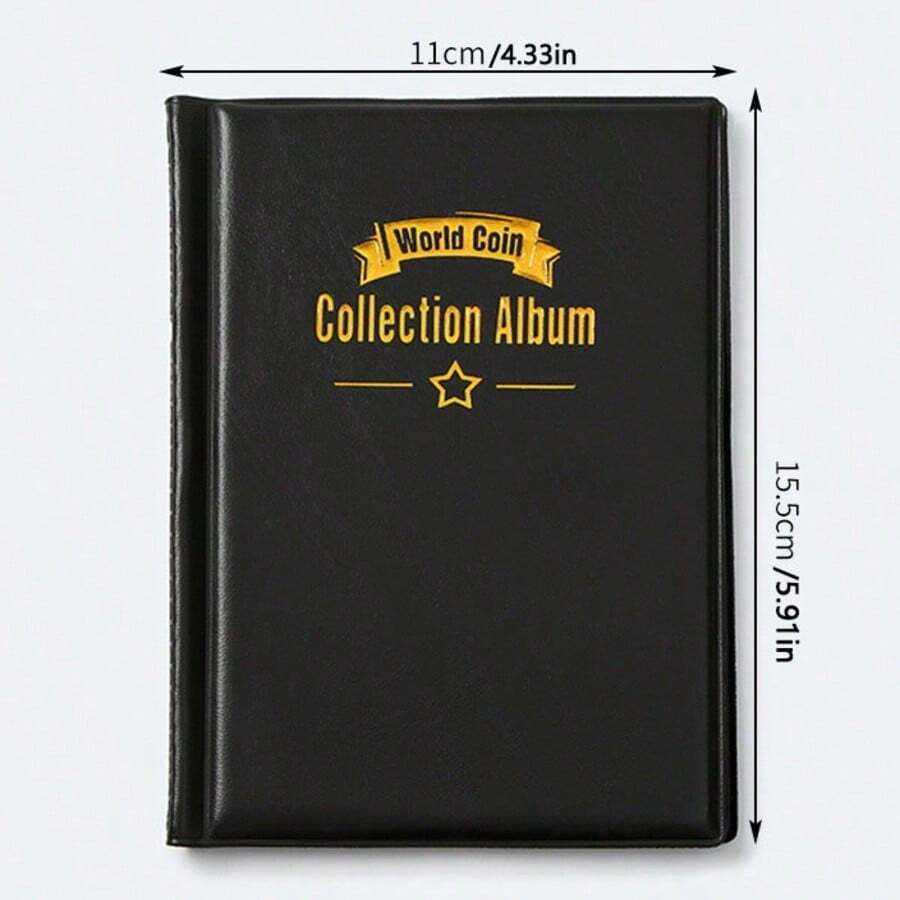1 pieza Álbum de colección de monedas - Puede contener 108 monedas, páginas de protección transparentes, encuadernación de tapa dura portátil - Adecuado para viajes, hogar o exhibición de colecciones, estructura resistente - Caja de almacenamiento compacta de monedas, adecuada para principiantes y expertos, se puede usar para colección de monedas y organización del hogar.