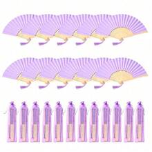 36pcs Handheld Folding Fan Tassel Bag Set, Includes 12 Fans, 12 Bags, 12 Tassels, Elegant Bamboo Folding Fans, Suitable For Wedding Guests, Party Favors, Summer Gifts, Decoration - Fan - View 15