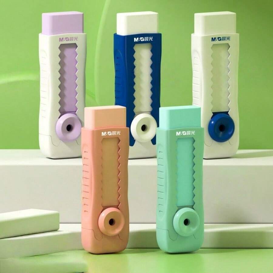 1 pieza, Borrador de empuje y tracción de color gelatina, Borrador de corrección para estudiantes sin polvo - Multicolor - Ver 1