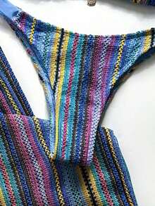 Swim Chiccia Conjunto de bikini a rayas casual para mujer para vacaciones en la playa - Multicolor 5 - Ver 6